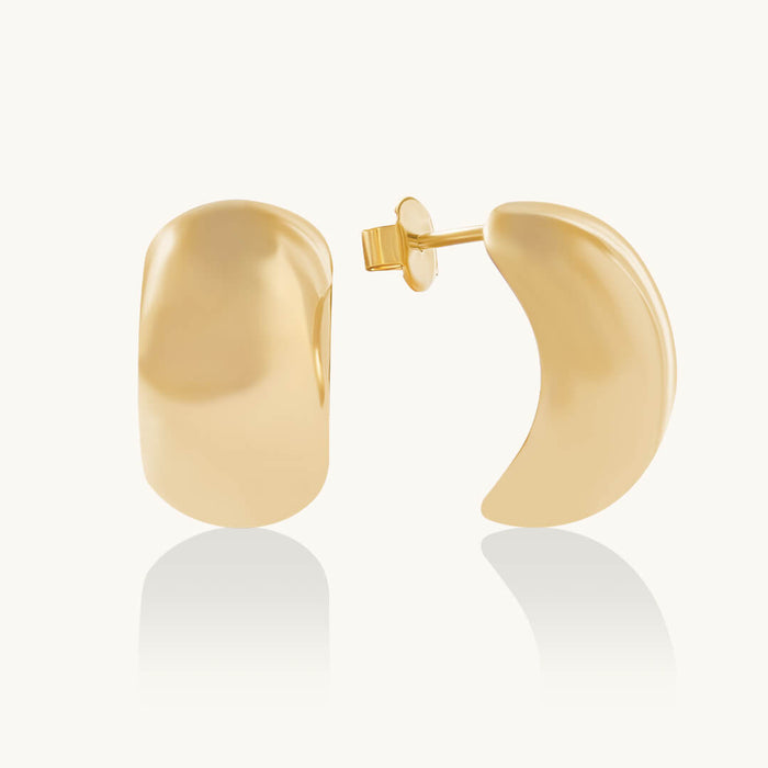 Wide Dome Earrings in 24K Gold Plated Vermeil on 925 Sterling Silver